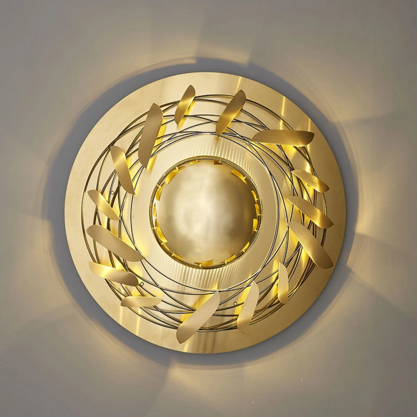 Light Luxury Home Decoration Circular Wall Decor Sculpture LED Wall Art Sculpture