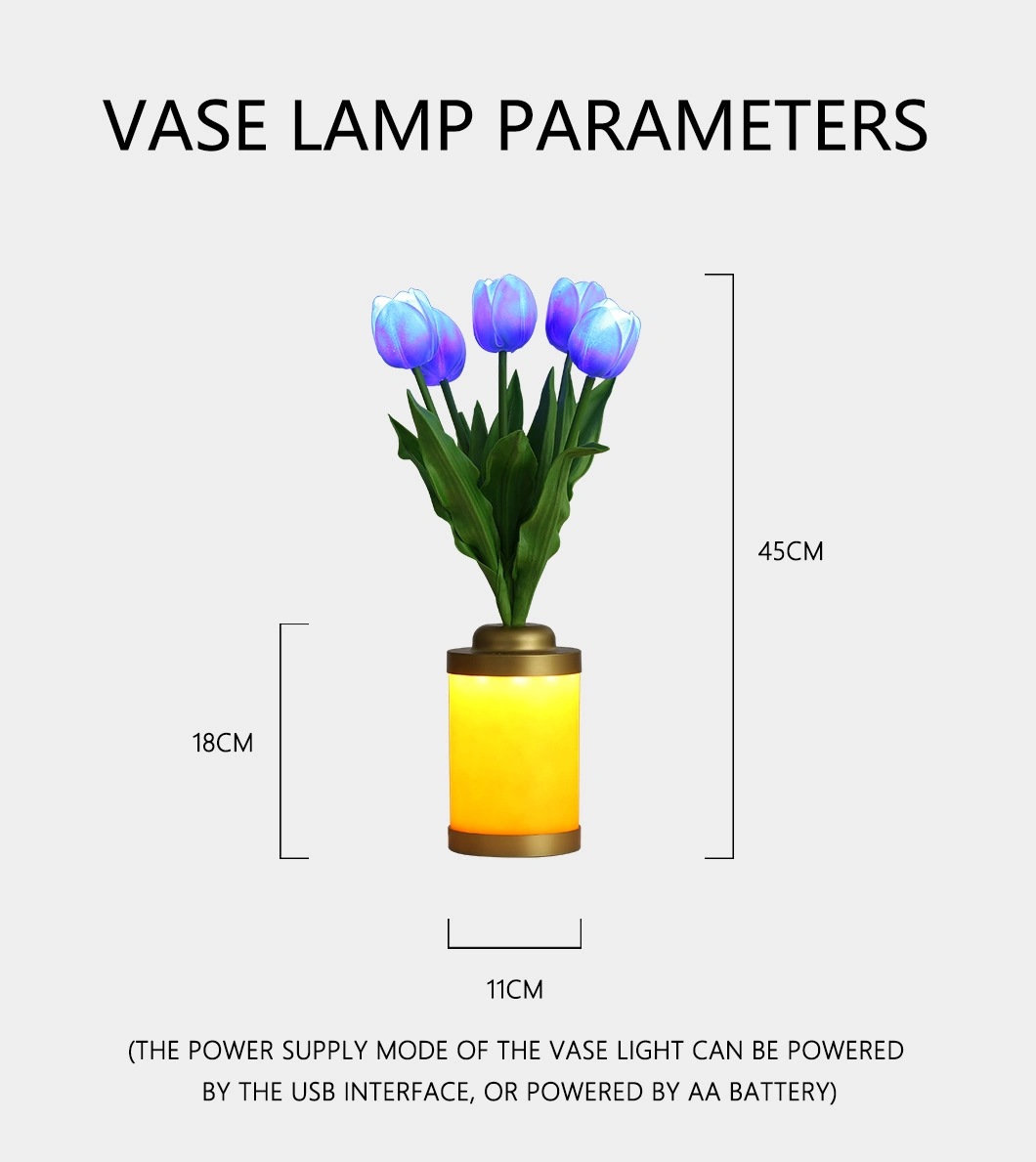 Cross-Border Touch Sensing Simulation Daffodil Vase Table Lamp Wholesale USB Lamp 5th Battery Modern Minimalist Bedroom Bedside Home Decoration Night Lamp