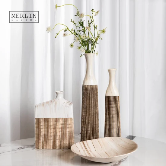 Merlin Marble Decal Simple Flower Vase Nordic Modern Home Decor Artistic Line Ceramic Vase for Home Decor Vases