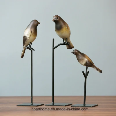 Classic and Elegant Vintage Resin Sparrows Figurines with Metal Base